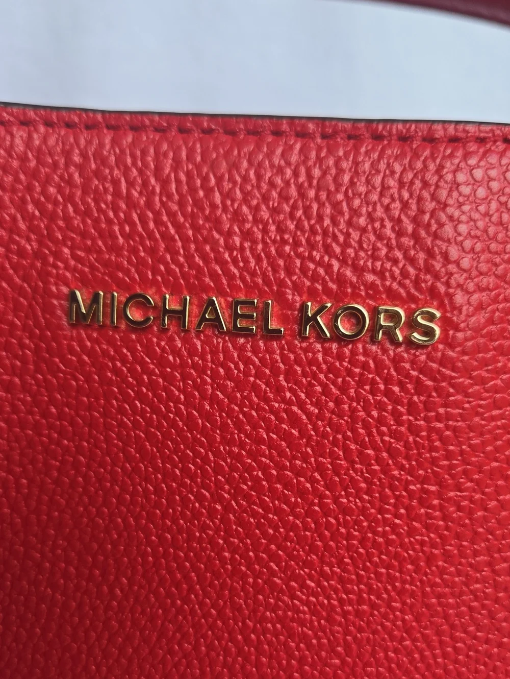 Michael Kors Red Pebbled Leather Satchel Tote Bag Handbag